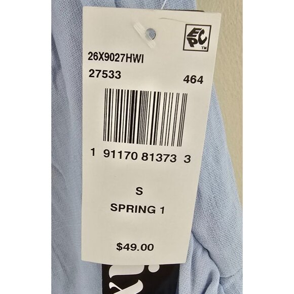 Trixxi Blue Puff Sleeve Mini Dress With Tie Waist & Ruffle Hem S - Picture 5 of 5